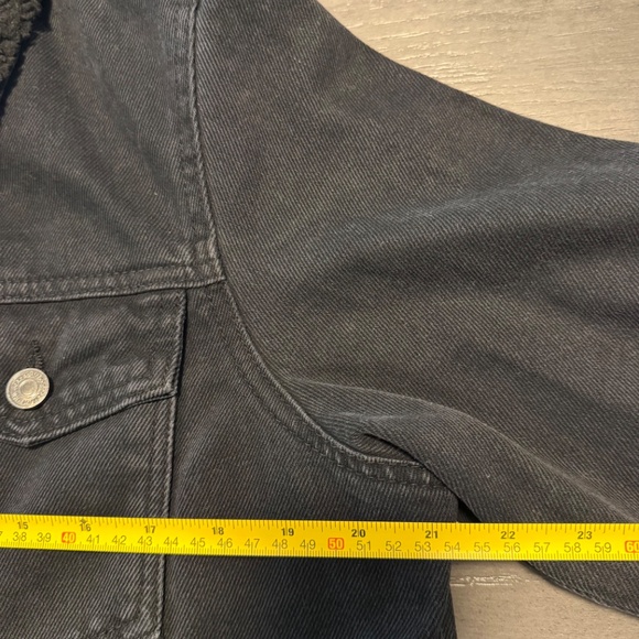 Boohoo MAN Men’s Fully Borg Lined Denim Jacket washed black Size S - Picture 6 of 11